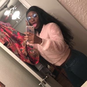 Pink faux fur bomber